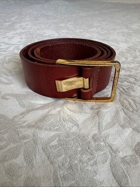 Cole Haan Brown Leather Belt with Gold Buckle